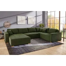 Jockenhöfer GRUPPE Brixen U-Form", 379x94 cm Cord Ottomane beidseitig grün/grün