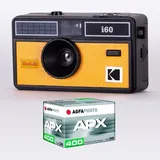 AgfaPhoto KODAK DA00258 Fotoapparat KODAK i60 und 1 ISO-Film mit 36 Aufnahmen, optisches Objektiv 31 mm, geeignet für Filme ISO 200/400/800, für 35-mm-Farbfilme, Gelb