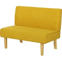 HOMCOM 2 Sitzer Sofa, Couch mit Cord-Optik, Holzbeine, Gepolsterter Polstersofa, Doppelsofa für Schlafzimmer, Wohnzimmer, 110 x 62 x 85 cm, Gelb   Aosom