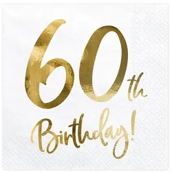 60. Geburtstag 20 Servietten gold
