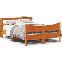 vidaXL Massivholzbett mit Kopfteil Wachsbraun 120x200 cm Kiefer