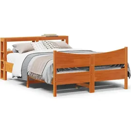 vidaXL Massivholzbett mit Kopfteil Wachsbraun 120x200 cm Kiefer