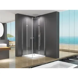 Buylando Caroline Eck-Duschkabine mit Tür rechts 90 x 180 cm Transparent Glas, inkl. Duschtasse D648360641500