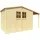 Konifera Gartenhaus KONIFERA "Alto 4 PLUS Fineline Satteldach", beige (naturbelassen), ohne Fußboden, ohne Rück- und Seitenwand, Holzwerkstoff, Gartenhäuser, mit Anbaudach