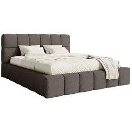 FEDVE Polsterbett Lund aus Bouclé-Stoff 160x200 cm, Braun - Braun