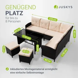 Juskys Manacor Lounge-Set schwarz/beige inkl. Abdeckung
