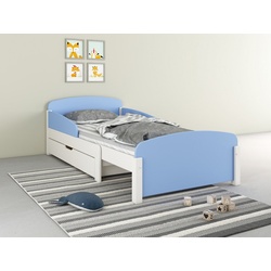 Lüttenhütt Kinderbett Barne, verlängerbar, inklusive Lattenrost, aus Kiefer in Kombination mit MDF blau|weiß