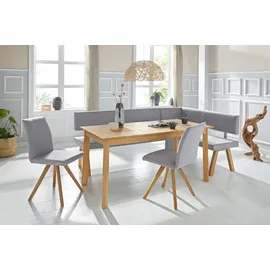 Home Affaire Eckbank HOME AFFAIRE "Rio", grau, B:190cm H:89cm T:140cm, Polyester, Sitzbänke, Eckbank, Massivholz in Eiche geölt, Esszimmerbank bequem gepolstert