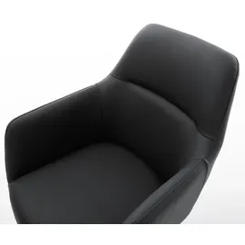 DeLife Freischwinger Pejo-Flex Echt-Leder Schwarz Freischwinger flach Edelstahl Taschenfederkern