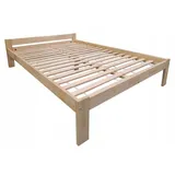 All4All Holzbett Eco 140-160cm - Doppelbett - Bett - Kiefernholz - Seniorenbett - Kinderbett - inkl. Lattenrost - Komfortbett - Weiß - Natur - Stabiles Bett (Natur, 140x200cm)