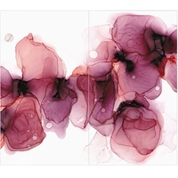 Duschrückwand - Wilde Blüten in Violett und Gold, Material:Alu-Dibond Matt Schutzlackiert 3 mm, Größe HxB:2-teilig à 190x80 cm