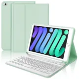 WAVATA Tastatur Hülle für iPad Mini 5/4/3/2/1, Deutsch QWERTZ Layout Tastatur für iPad Mini 5 2019/ iPad Mini 4 2015 Tastatur Abnehmbarer Kabellose, Grün