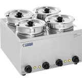 Royal Catering Bain Marie Hotpot Rund Speisenwärmer Wasserbad Suppenstation Warmhalter 4Töpfen
