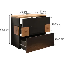 Vicco Waschbeckenunterschrank Eden, Anthrazit, 70 x 64.5 cm mit 2 Schubladen