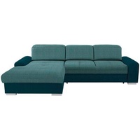 Livetastic Ecksofa, Blau, Türkis, Textil, Buche, massiv, 4-Sitzer, Ottomane links, L-Form, 286x203 cm, Made in EU, seitenverkehrt erhältlich, Wohnzimmer, Sofas & Couches, Wohnlandschaften, Ecksofas