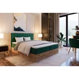 Marlux-Meble Leoni III Kontinentalbett 120x200 cm Modern Bequemes Hochbett Gepolstert Mit Matratze Und Zwei Bettzeugbehälter (Monolith 37 - Flasch... - Grün