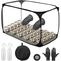 Große Pilze Züchten Growzelt, Pilzzuchtzelt 82 * 52 * 52 cm, Grow Box,Pilz Zuchtbox Mit Still Air Box,Tragbarer und Klappbarer Grow Zelt mit Zwei Armöffnungen Still Luftbox für Enoki Pilze,Heilpilze