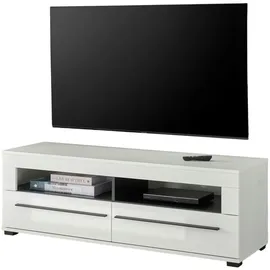 furn.design Tv-Lowboard, Weiß Hochglanz, Holzwerkstoff, Nachbildung, Uni, 2 Schubladen, 140x47x42 cm, Wohnzimmer, Wohnwände, Lowboards, Lowboards stehend