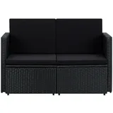 vidaXL Gartensofa 2-Sitzer 120 x 60 x 75 cm Schwarz