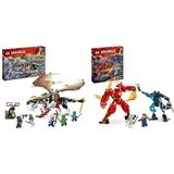 LEGO NINJAGO Egalt der Meisterdrache, Ninja-Set mit Drachen-Spielzeug und 5 Figuren & NINJAGO Kais Feuermech, Actionfiguren-Spielzeug für Kinder