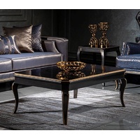 Casa Padrino Couchtisch Luxus Barock Couchtisch Schwarz / Gold - Eleganter Wohnzimmertisch im Barockstil - Handgefertigter Massivholz Tisch - Barock Möbel