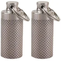 Tablettenbox Pillendose Metall mit Schlüsselanhänger Tragbar Wasserdicht Pillenbox Tablettendose Tablettenbox für Vitamine Fischöl Unterwegs 2 Stück (reines Titan) (Size : Large)