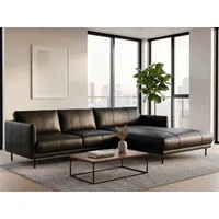 Ecksofa Rolf Benz freistil 133 Recamiere rechts Leder schwarz 307x185cm