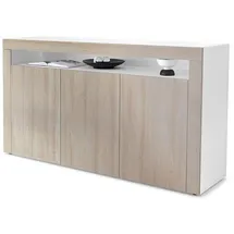 Vladon Sideboard 155 x 92 x 40 cm Weiß matt / Eiche sägerau / Braun