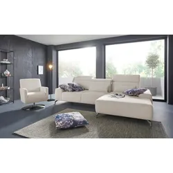 Ecksofa SIT & MORE "Gizeh L-Form", beige (elfenbein), B:289cm T:178cm, Sofas, Fußhöhe 12 cm, inklusive Sitztiefenverstellung und Kopfteilverstellung