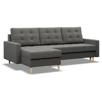 Ecksofa, Dunkelgrau, Textil, 4-Sitzer, L-Form, 223x140 cm, Wohnzimmer, Sofas & Couches, Wohnlandschaften, Ecksofas