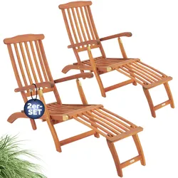 Gartenliege 2er-Set FSC®-zertifiziert Akazie klappbar 160kg belastbar