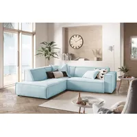 KAWOLA Sofa SAMU Ecksofa Cord hellblau