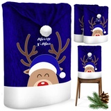 Kesser Premium Weihnachtsstuhlüberzug Set Stuhlhussen für Weihnachten Nikolausmütze Stuhlbezug Husse Weihnachtsdeko für Stühle Überzieher / Weiß / 4