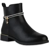 VAN HILL Damen Klassische Stiefeletten Zierperlen Schuhe 840507 213000 Schwarz PU, 39 - 39