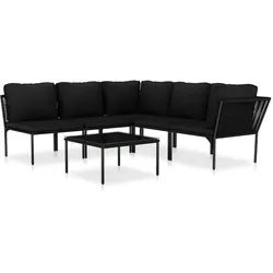vidaXL 6-tlg. Garten-Lounge-Set mit Auflagen Schwarz PVC