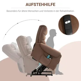 Homcom Fernsehsessel mit Aufstehhilfe Elektrisch Polyester 83 x 110 x 93 cm Braun