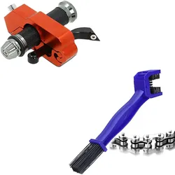 Set: Bremshebelschloss / Diebstahlsicherung PT22 orange + Reinigungsbürste Motorradkette blau