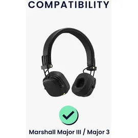 kwmobile 2x Ohrpolster kompatibel mit Marshall Major III / Major 3 Polster - Kopfhörer Polster aus Kunstleder für Over Ear Headphones - Schwarz