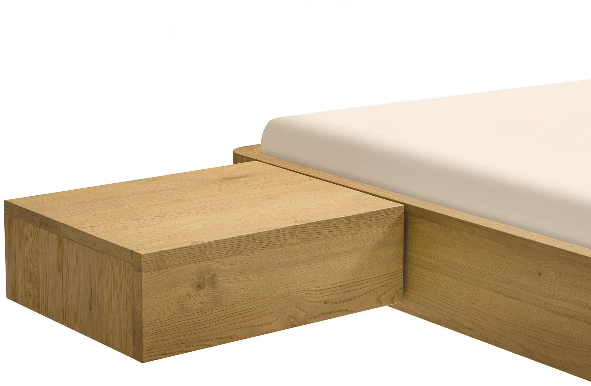 Hasena Caja – Nachttisch zur Montage am Bett, mit einer Schublade, aus der Oak Bianco Serie