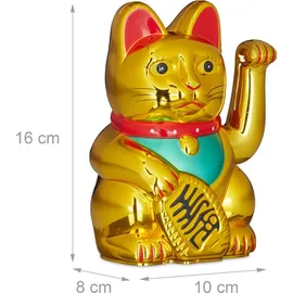 Relaxdays Maneki Neko Winkekatze 16 cm - Gold