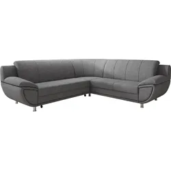 Ecksofa TRENDMANUFAKTUR "Rondo II, L-Form", grau (hellgrau), B:267cm H:85cm T:247cm, Struktur (100% Polyester), Sofas, wahlweise mit Federkern, wahlweise mit Bettfunktion