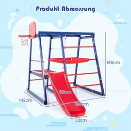 Costway Klettergerüst Spielturm 150 x 142 x 146 cm Blau