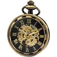 SEWOR Single Face Unisex-Taschenuhr mit mechanischem Handaufzug SEW264 (Gold Schwarz)