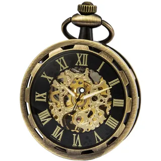 SEWOR Single Face Unisex-Taschenuhr mit mechanischem Handaufzug SEW264 (Gold Schwarz)