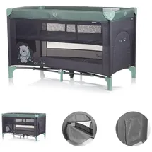 Chipolino Reisebett Ariel, 2 Ebenen, Tragetasche, Seiteneingang, Seitentasche grau grün