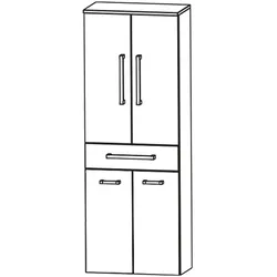 Puris c!mano Hochschrank 60 cm mit 2 Türen, 1 Schubkasten und Wäschekippe Griff 338