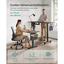 Songmics elektrisch höhenverstellbarer Schreibtisch braun rechteckig, C-Fuß-Gestell schwarz 140,0 x 60,0 cm