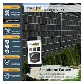 zaun|zu® Sichtschutz Design Vlies für Doppelstabmatten Hellgrau 10x 2,55m