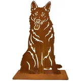 Terma Stahldesign Rost Hund Lebensgroß Handmade Germany tolle Gartendeko aus Metall Figur deko Geschenk Rostfigur Garten deko Gartenfigur, hundegrab deko (Deutscher Schäferhund 75 cm)