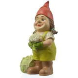 MARELIDA Gartenzwerg MAGDA Gärtner Zwerg mit Gemüse Polyresin Gartenfigur 29cm